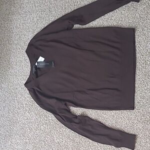 NWT Banana Republic Factory brown v neck lightweight cotton blend sweater